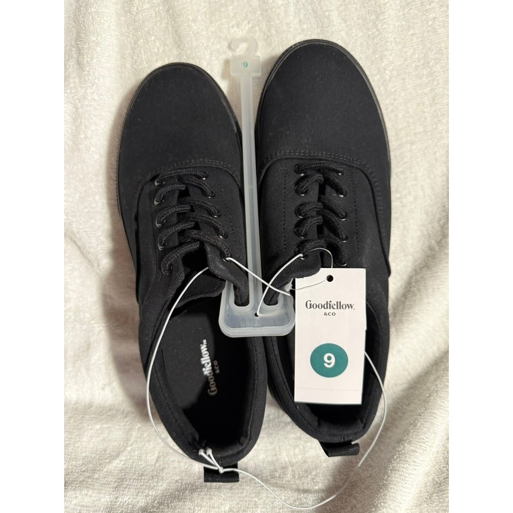 Goodfellow & Co Mens Black Canvas Sneakers Low Top Lace Up Shoes Size 9 NEW